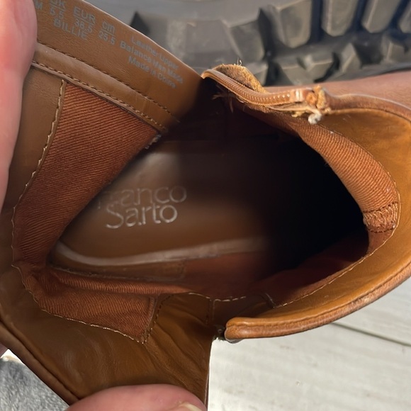 Franco Sarto Billie Lug Sole Butterscotch/Cognac Leather Ankle Platform Bootie - Picture 10 of 12